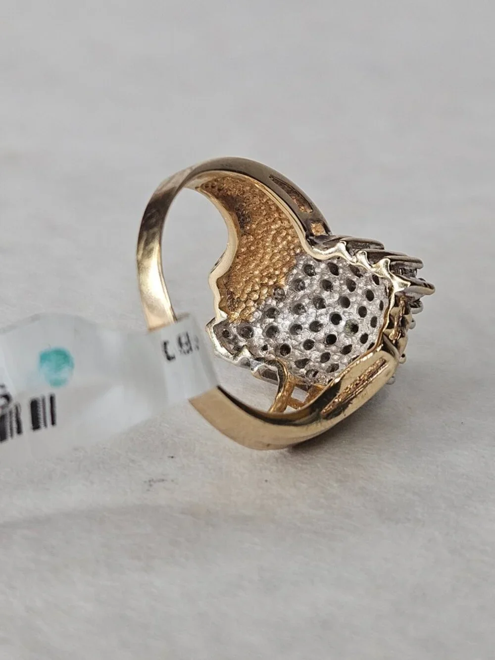 10K Yellow Gold Diamond Large Marquise Shaped Cocktail Cluster Ring Size 7.25